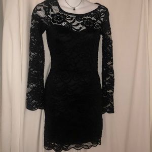 Black Lace Cutout Dress